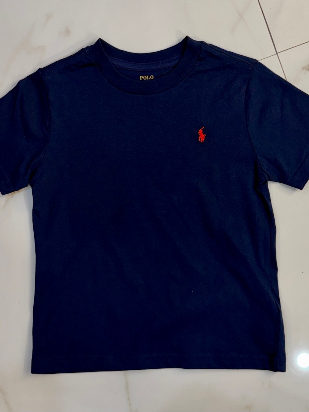 Kids Polo by Ralph Lauren Navy Tee with Red Pony Embroidery
